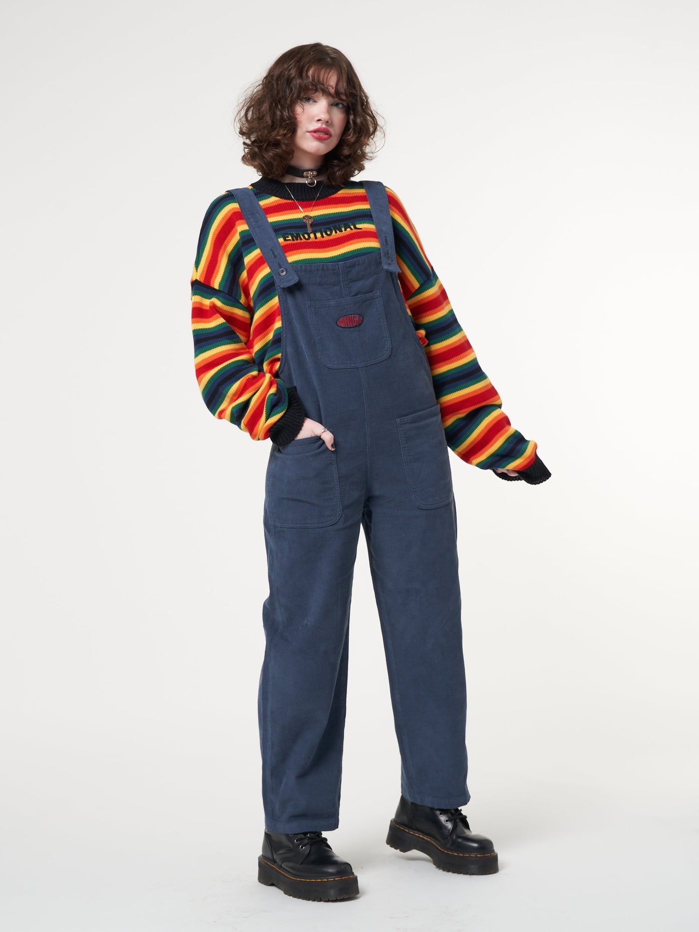 Minga x Strangervinyl Blue Corduroy Relaxed Dungarees - Minga London