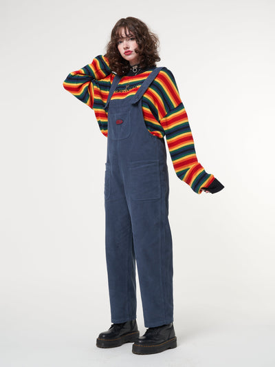 Minga x Strangervinyl Blue Corduroy Relaxed Dungarees - Minga London