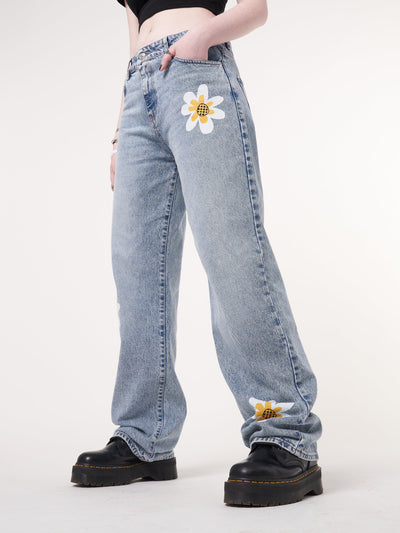 Minga x Strangervinyl Daisy Baggy Jeans - Minga London