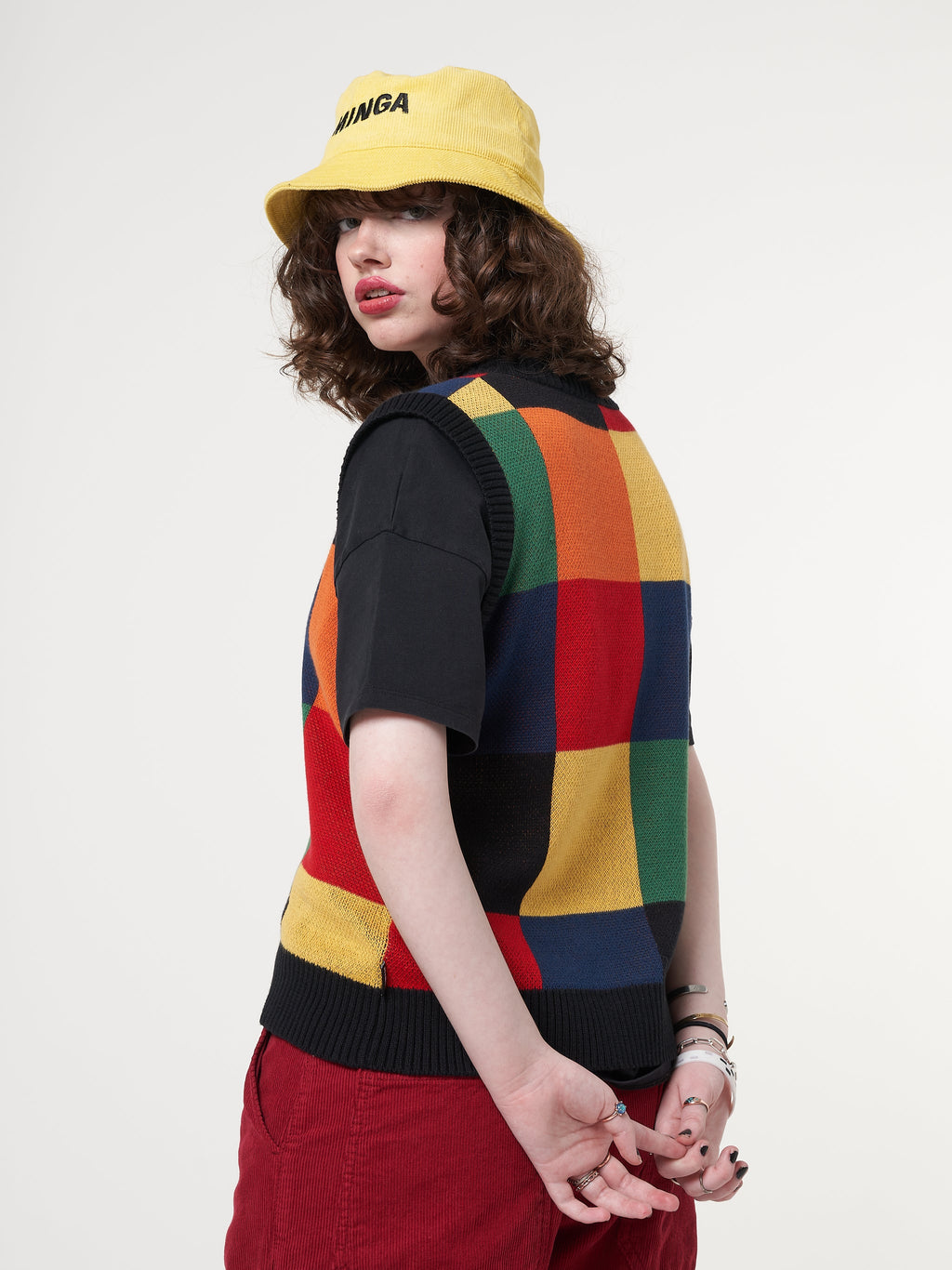 Minga x Strangervinyl Happy Flower Rainbow Check Vest - Minga London