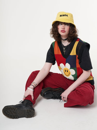 Minga x Strangervinyl Happy Flower Rainbow Check Vest - Minga London