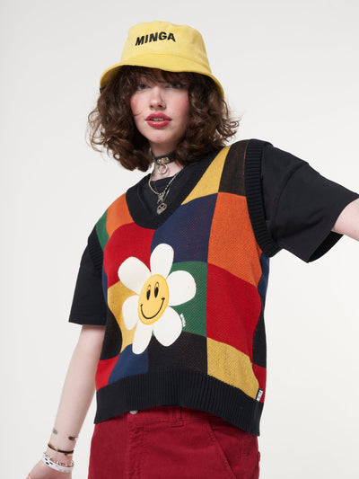 Minga x Strangervinyl Happy Flower Rainbow Check Vest - Minga London