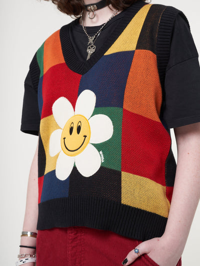 Minga x Strangervinyl Happy Flower Rainbow Check Vest - Minga London