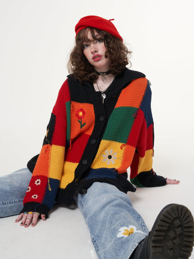 Minga x Strangervinyl Rainbow Patchwork Cardigan - Minga London