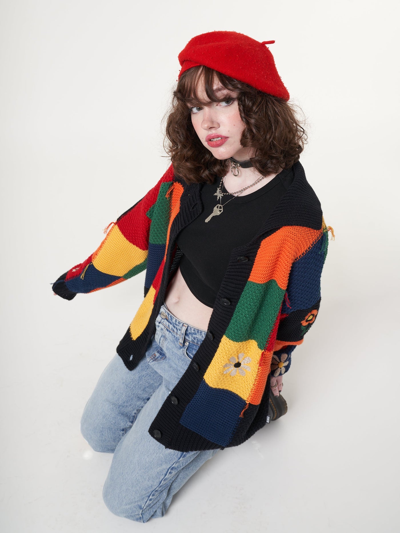 Minga x Strangervinyl Rainbow Patchwork Cardigan - Minga London