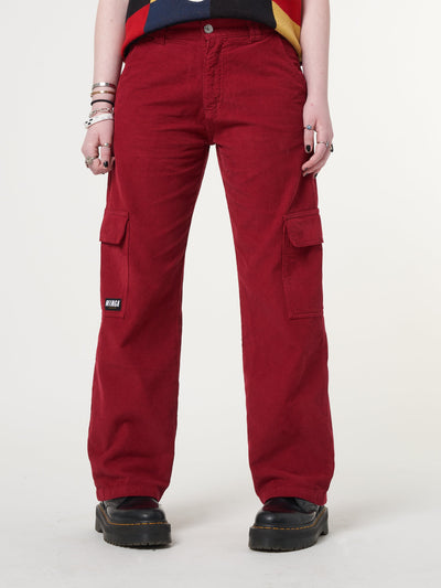 Minga x Strangervinyl Red Corduroy Cargo Pants - Minga London
