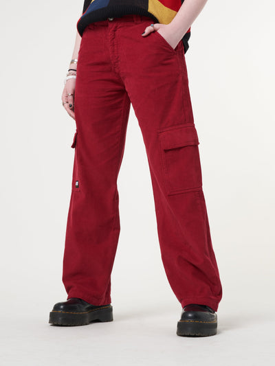 Minga x Strangervinyl Red Corduroy Cargo Pants - Minga London