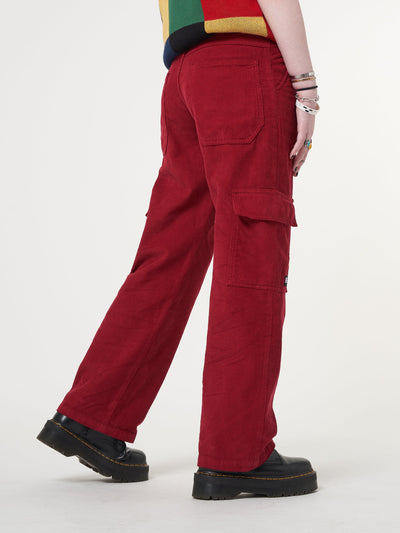 Minga x Strangervinyl Red Corduroy Cargo Pants - Minga London
