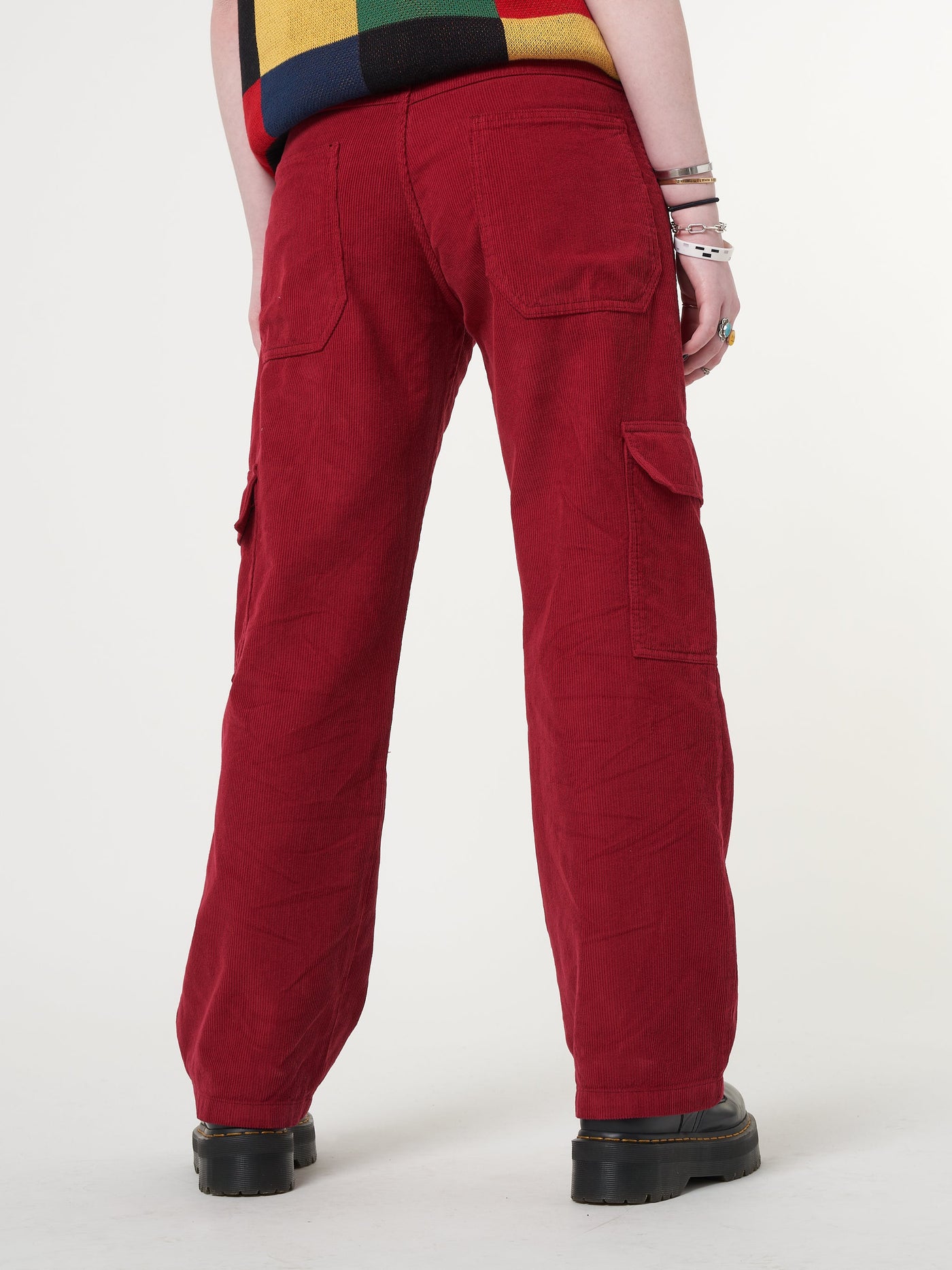 Minga x Strangervinyl Red Corduroy Cargo Pants - Minga London