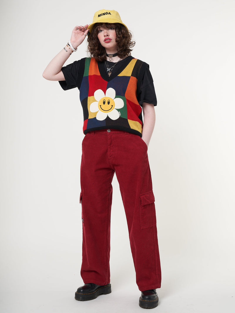 Minga x Strangervinyl Happy Flower Rainbow Check Vest - Minga London