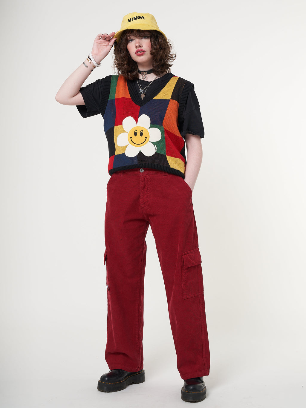 Minga x Strangervinyl Red Corduroy Cargo Pants - Minga London