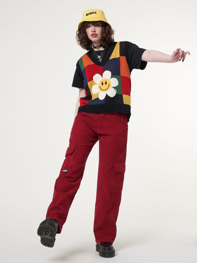 Minga x Strangervinyl Happy Flower Rainbow Check Vest - Minga London