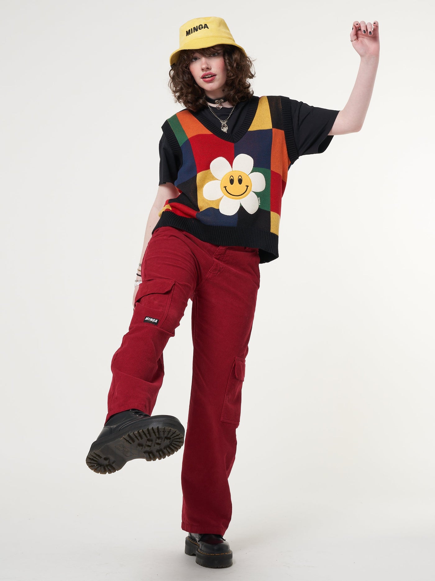 Minga x Strangervinyl Red Corduroy Cargo Pants - Minga London