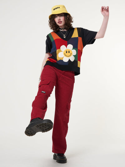 Minga x Strangervinyl Red Corduroy Cargo Pants - Minga London