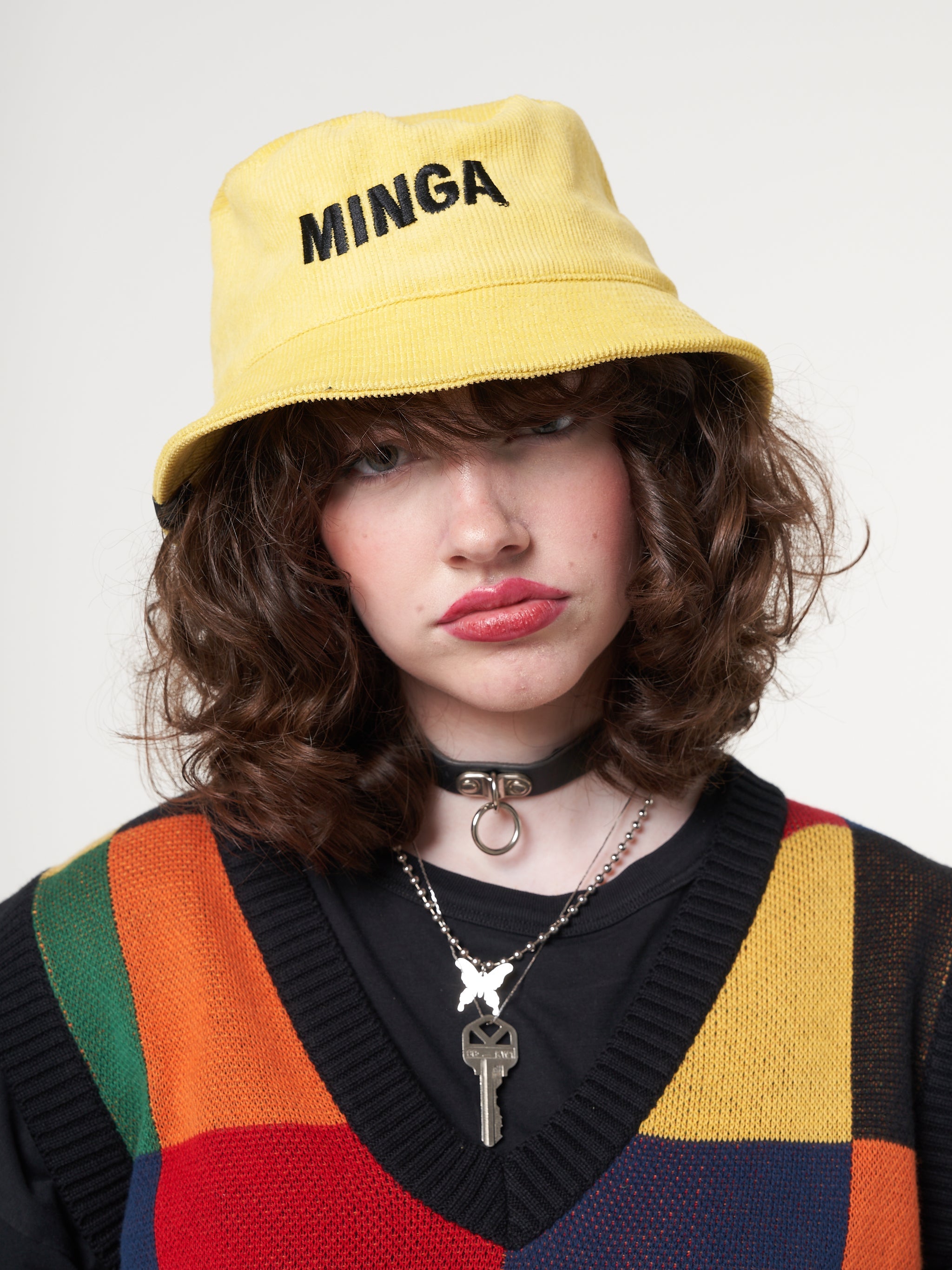 Minga x Strangervinyl Yellow Corduroy Bucket Hat - Minga London