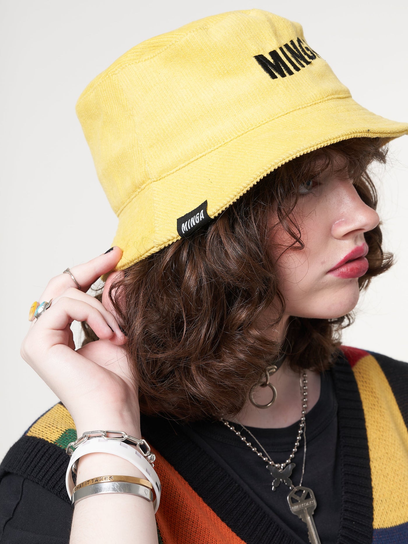 Minga x Strangervinyl Yellow Corduroy Bucket Hat - Minga London