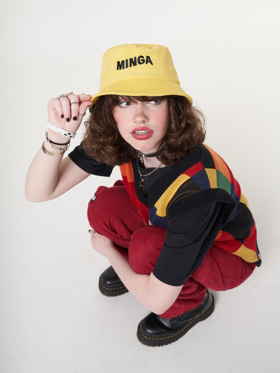 Minga x Strangervinyl Yellow Corduroy Bucket Hat - Minga London
