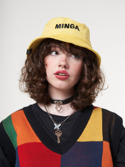 Minga x Strangervinyl Yellow Corduroy Bucket Hat - Minga London