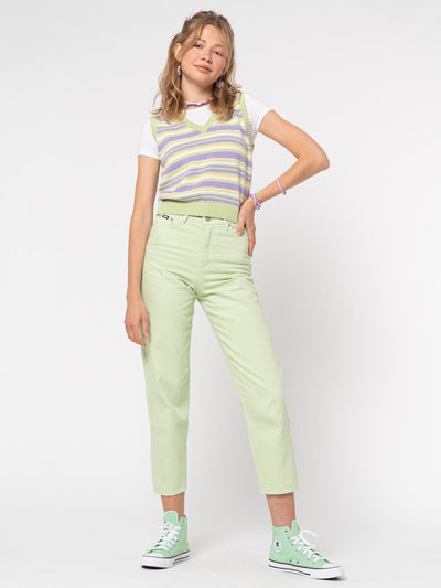 Pastel Green Denim Mom Jeans - Minga London