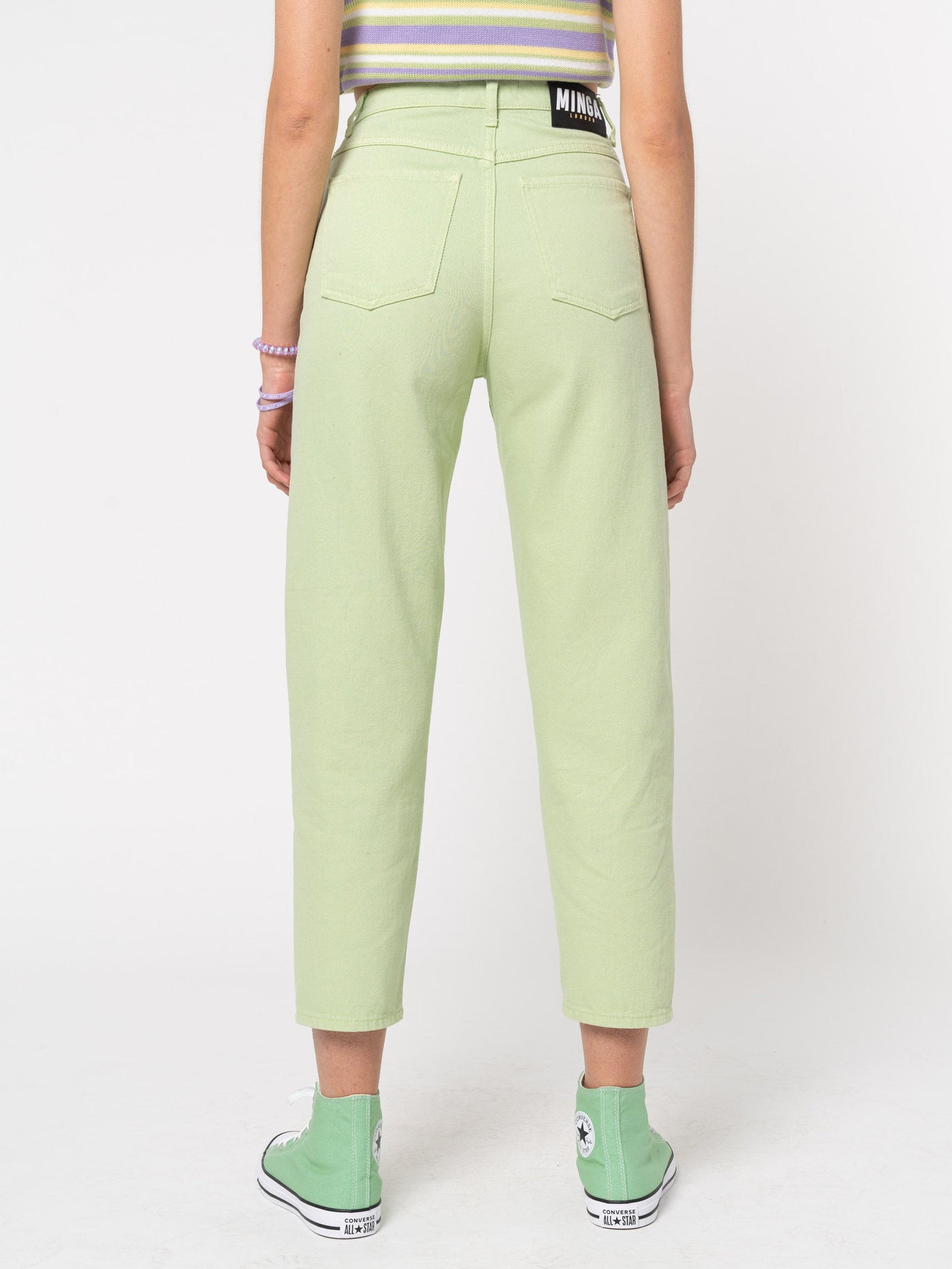 Pastel Green Denim Mom Jeans - Minga London