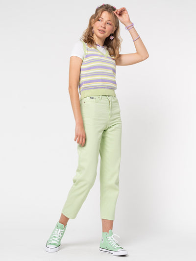 Pastel Green Denim Mom Jeans - Minga London