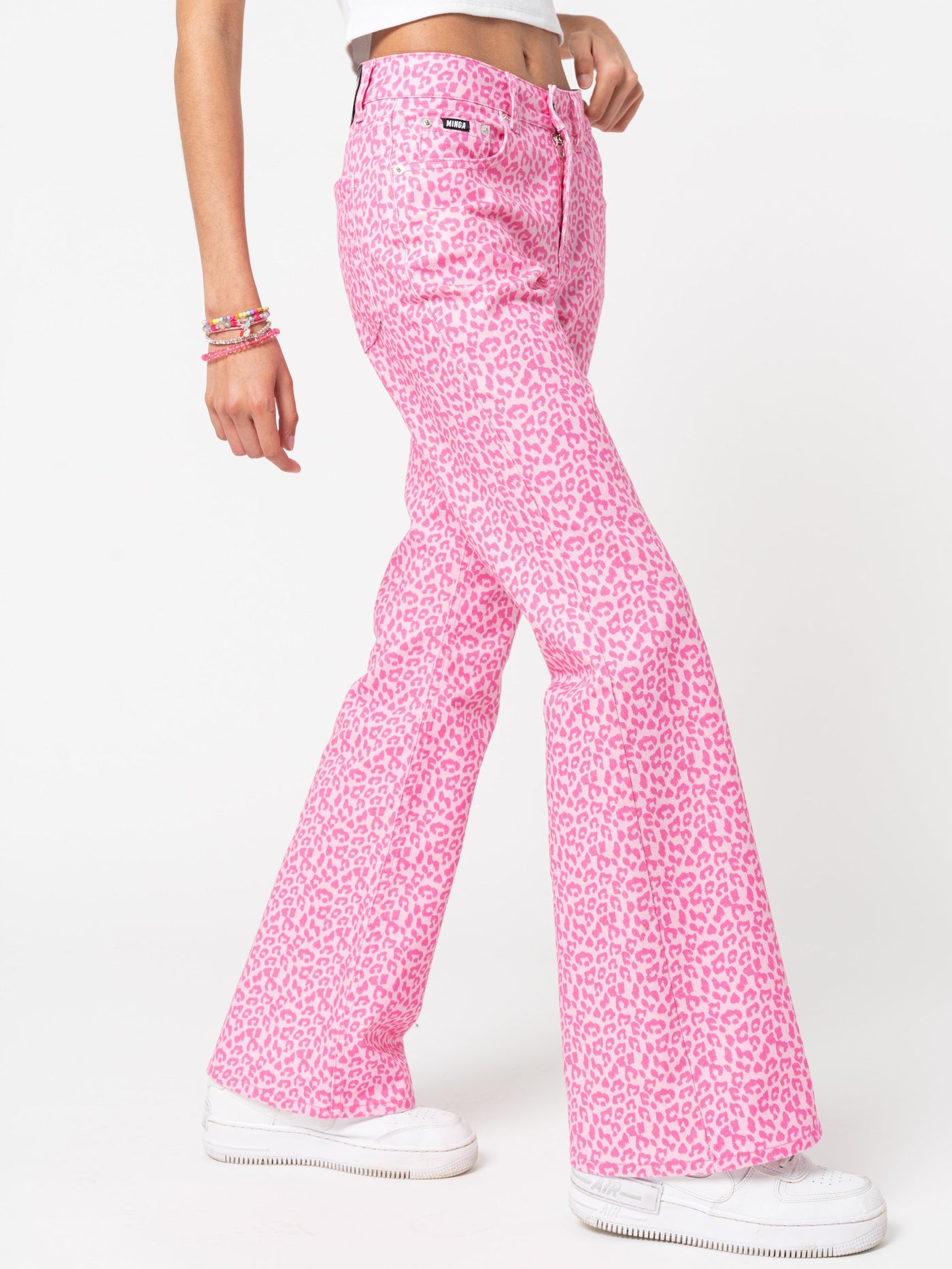 Pink Leopard Flare Jeans - Minga London