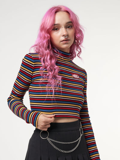 Rainbow Striped Ribbed Top - Minga London
