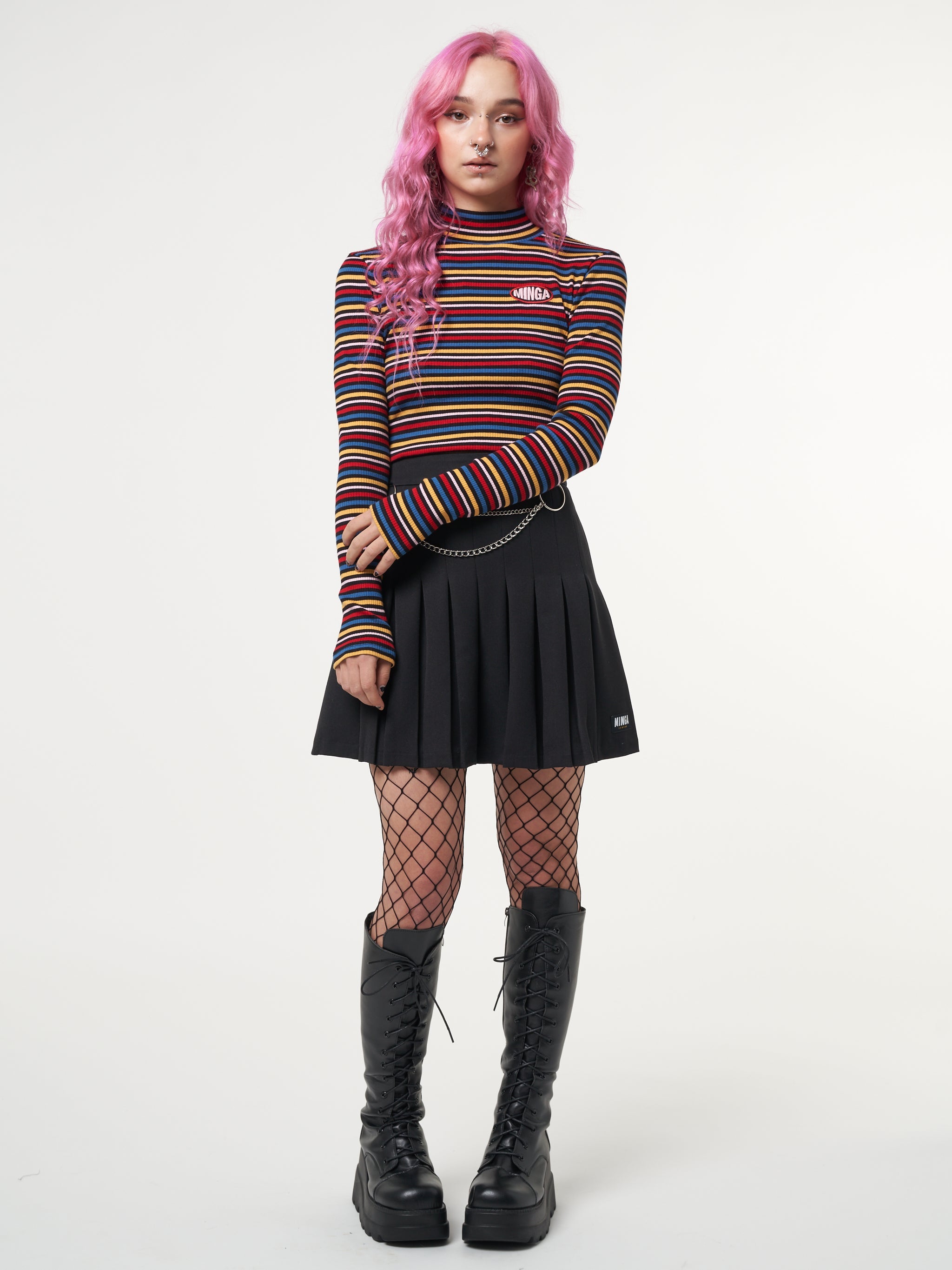 Rainbow Striped Ribbed Top - Minga London
