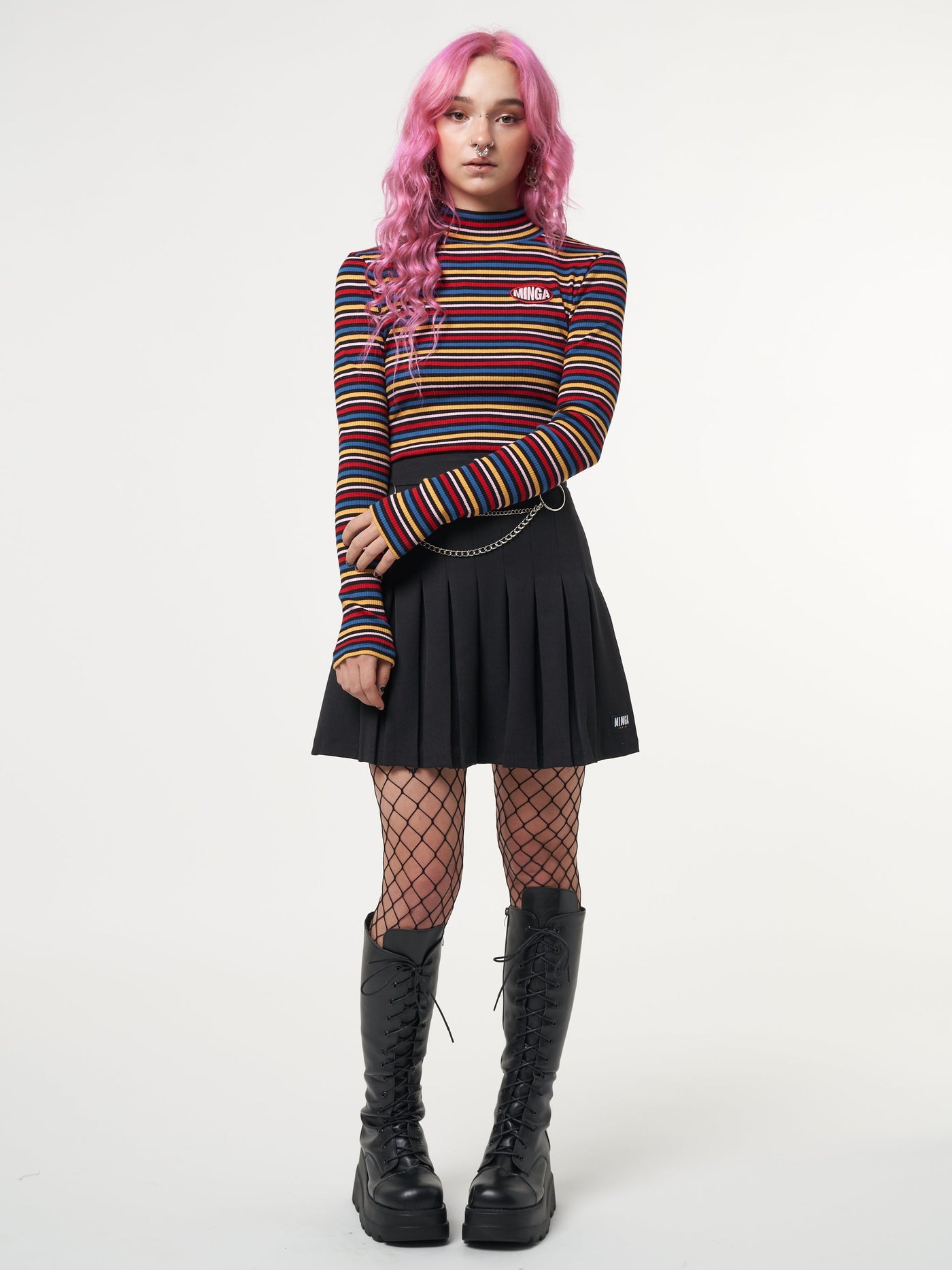 Rainbow Striped Ribbed Top - Minga London
