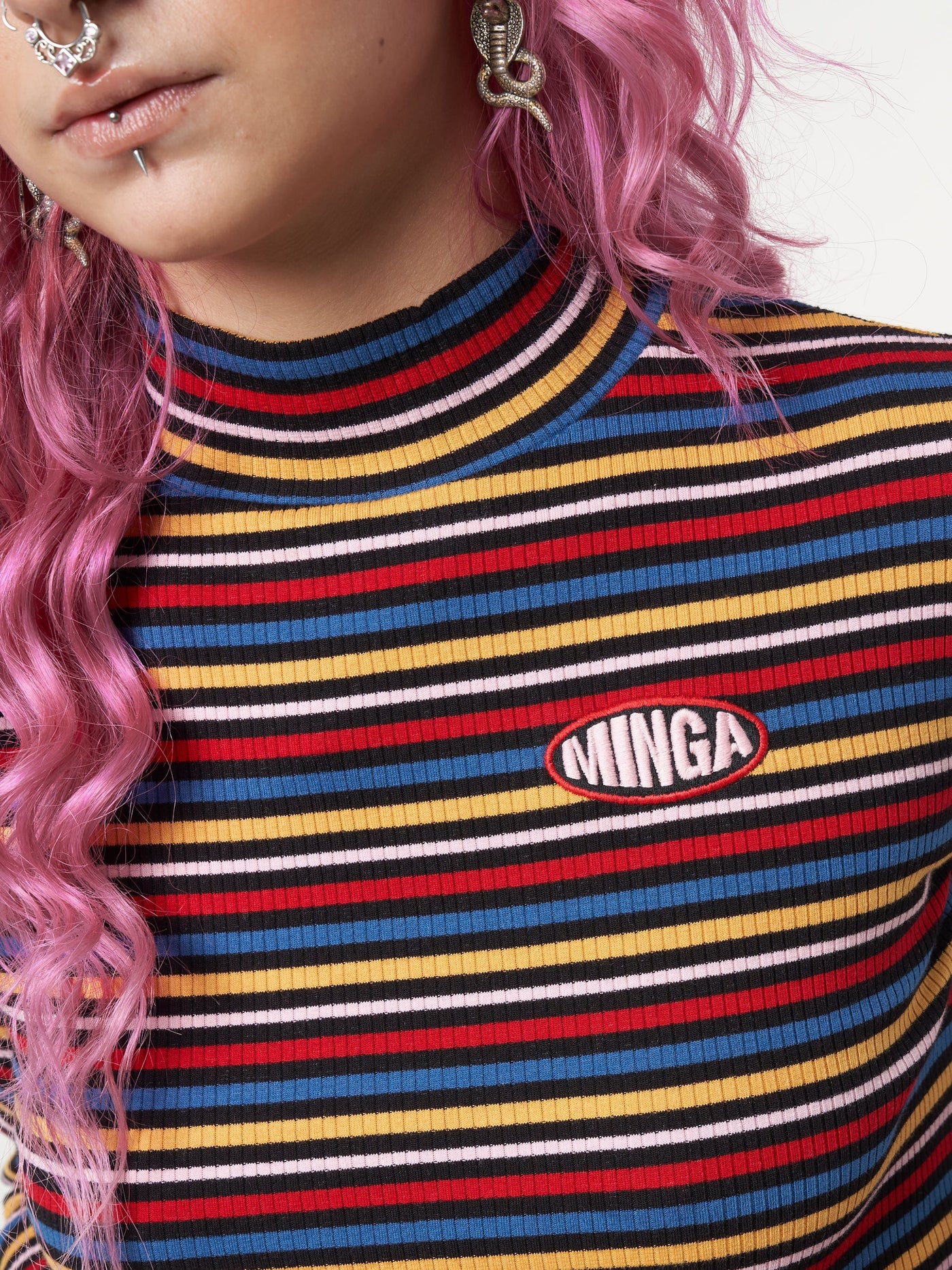 Rainbow Striped Ribbed Top - Minga London