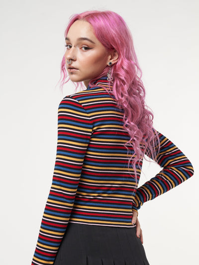 Rainbow Striped Ribbed Top - Minga London