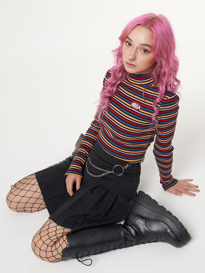 Rainbow Striped Ribbed Top - Minga London