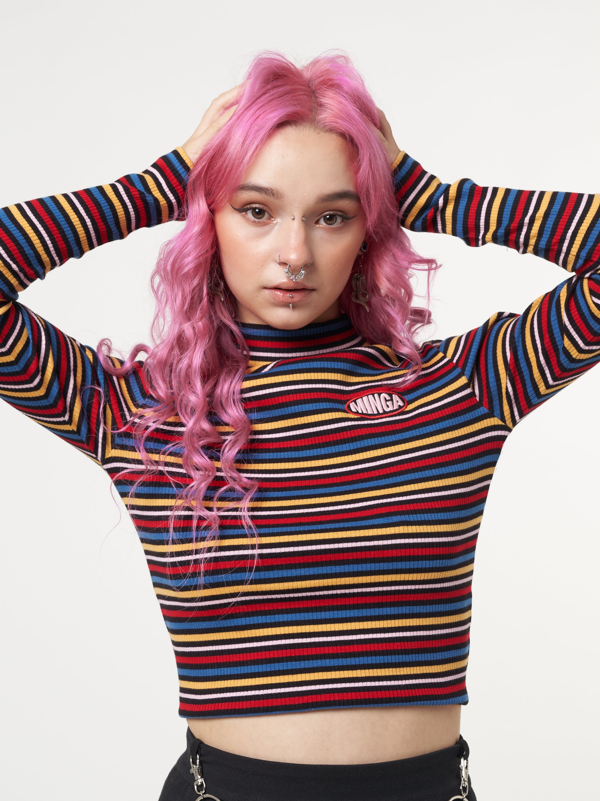 Rainbow Striped Ribbed Top - Minga London