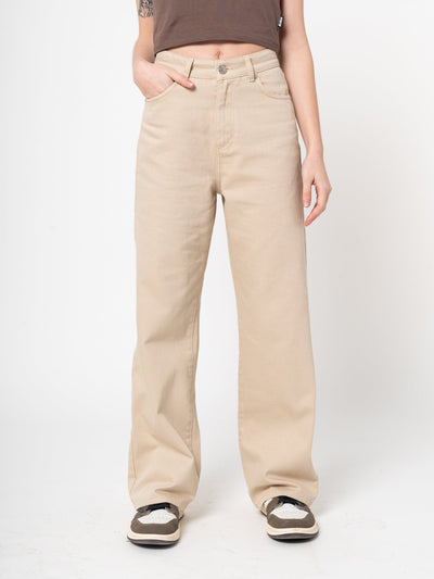 Sand Beige Wide Leg Trousers - Minga London