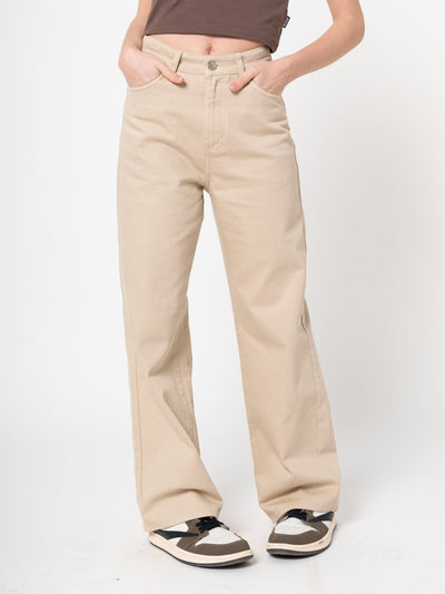 Sand Beige Wide Leg Trousers - Minga London