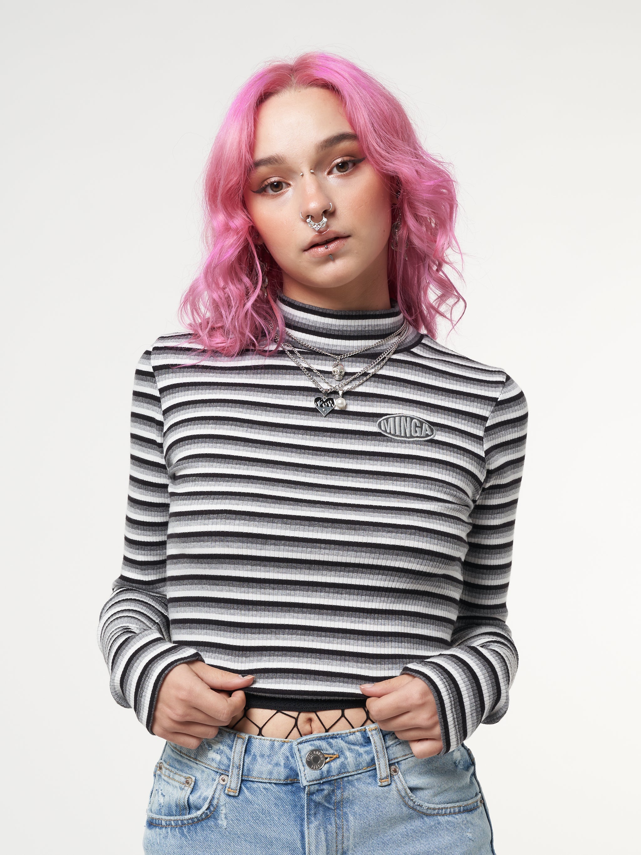 Smoky Striped Ribbed Top - Minga London