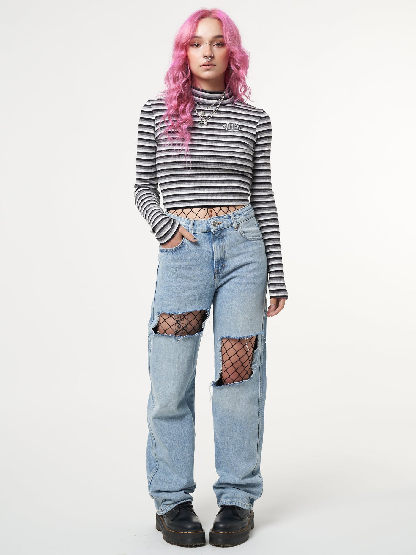 Smoky Striped Ribbed Top - Minga London
