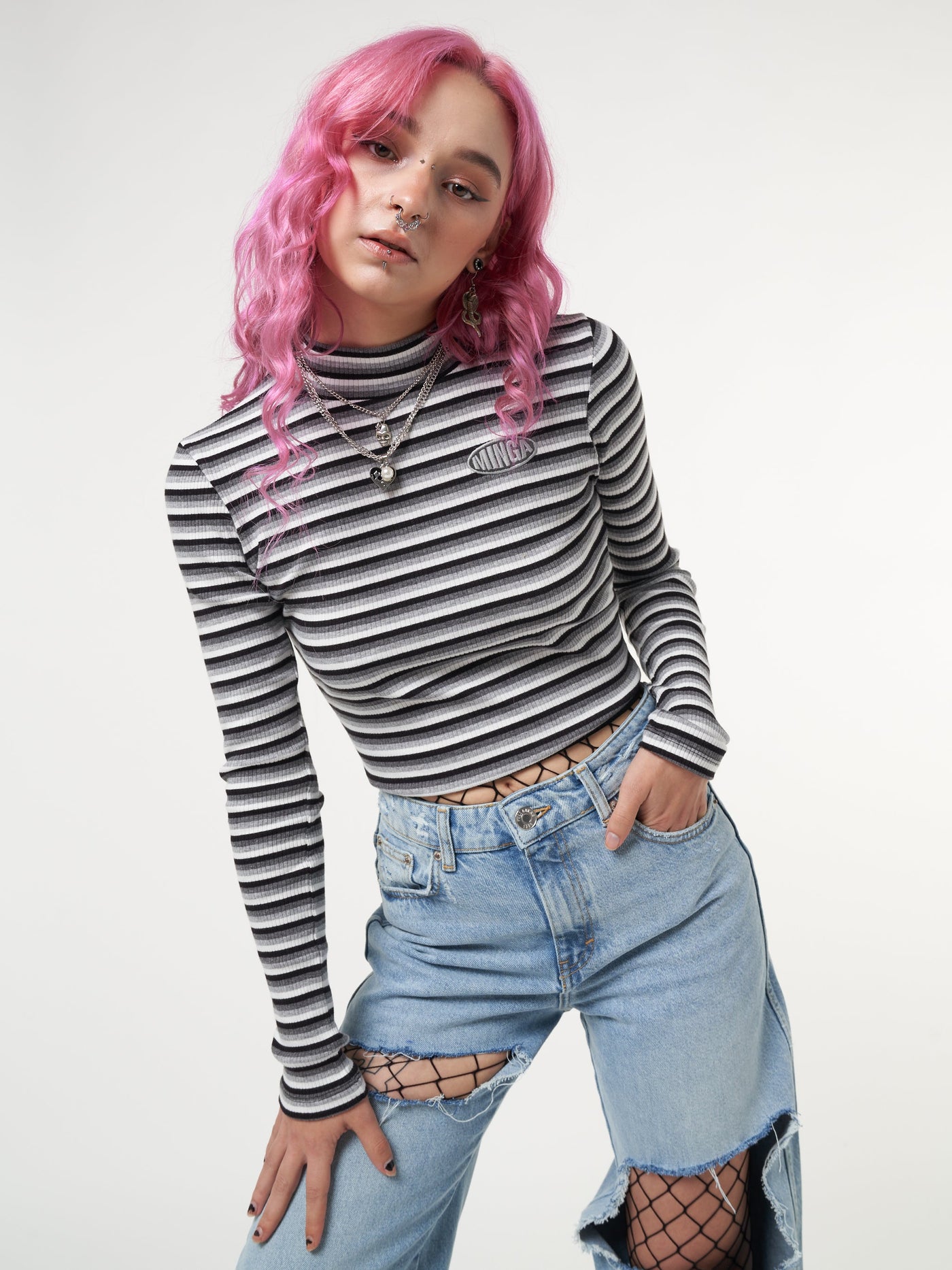 Smoky Striped Ribbed Top - Minga London