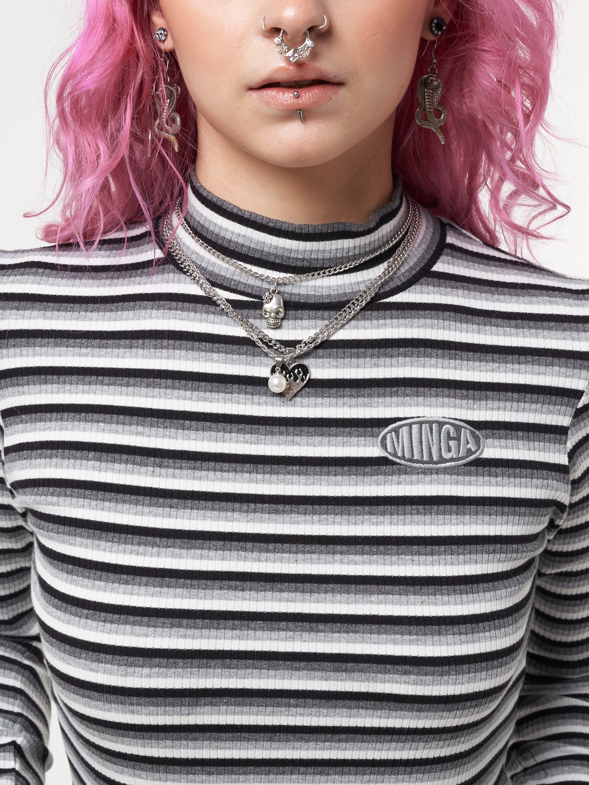 Smoky Striped Ribbed Top - Minga London