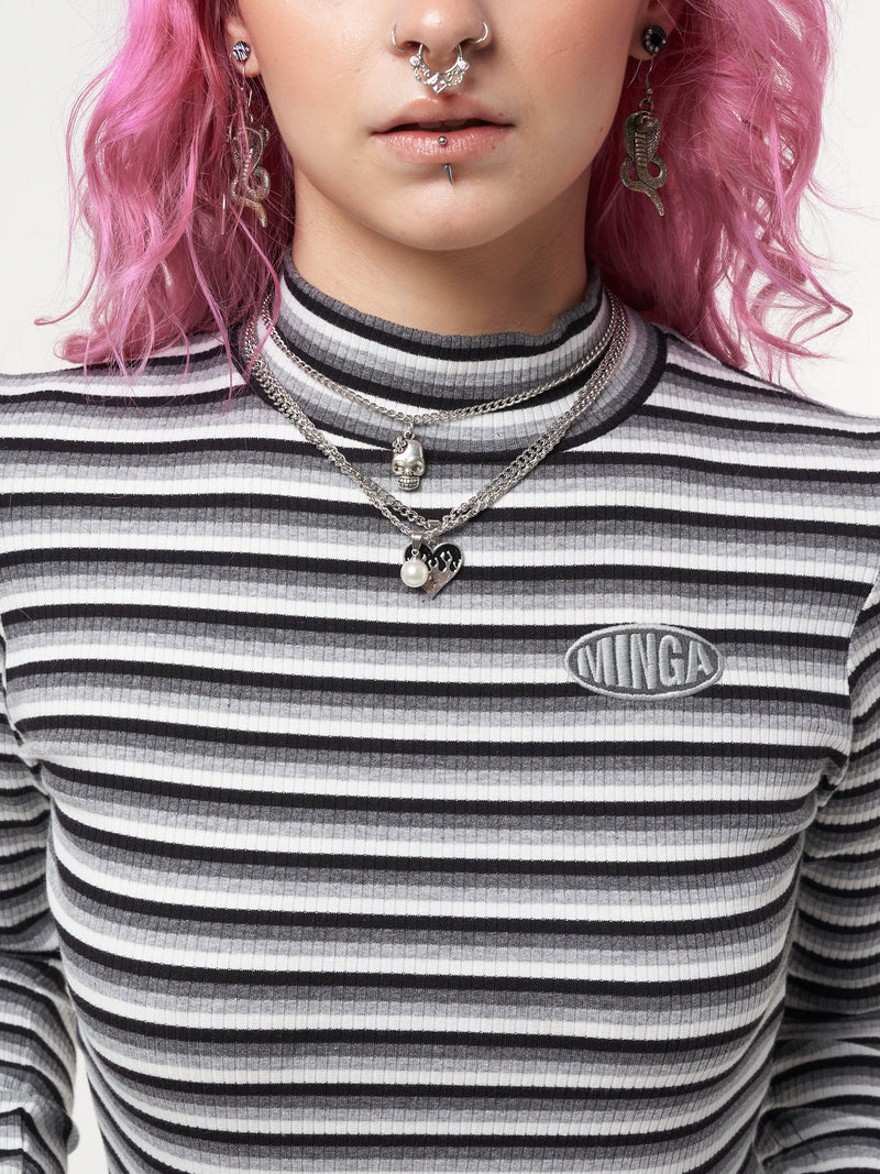Smoky Striped Ribbed Top - Minga London