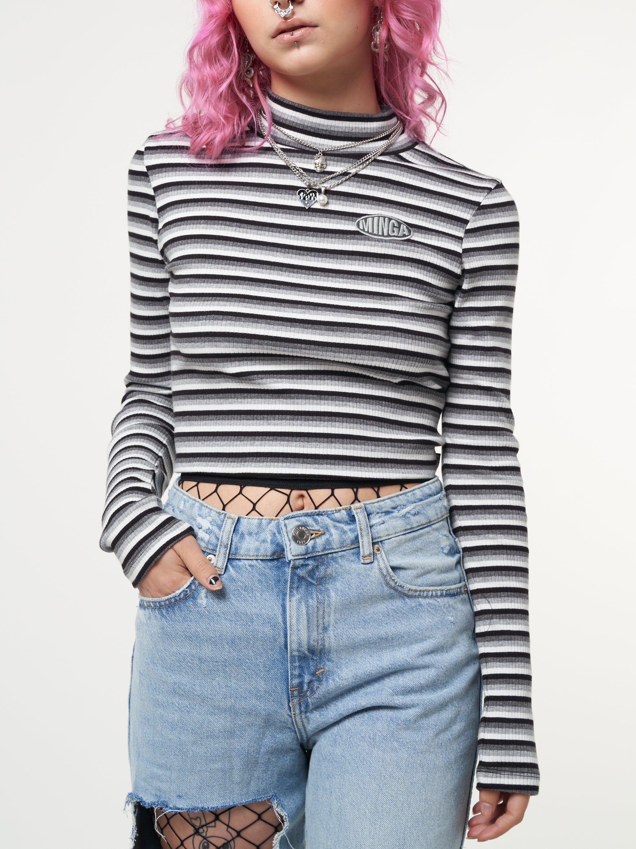 Smoky Striped Ribbed Top - Minga London