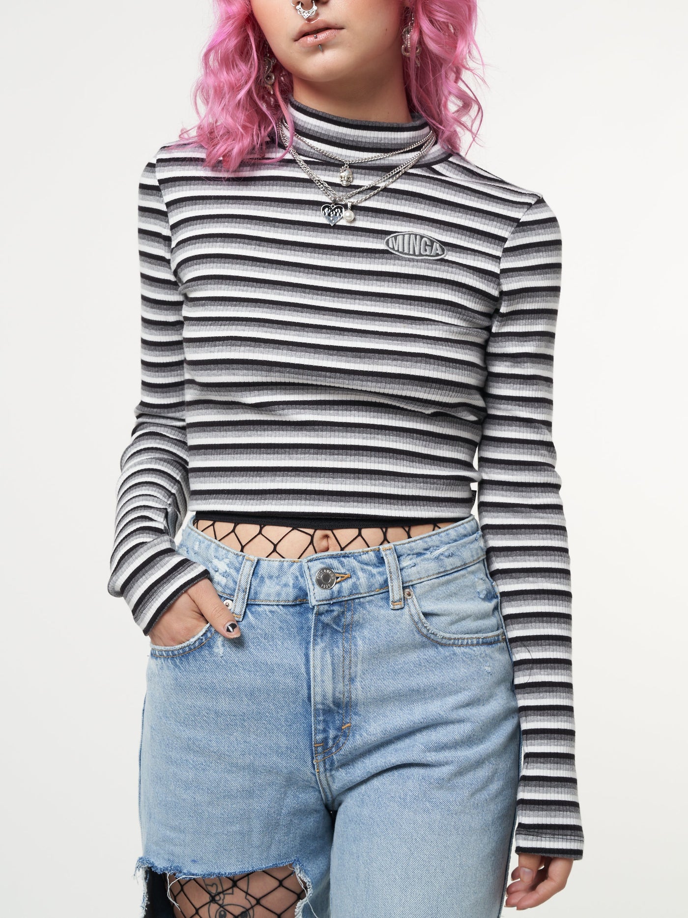 Smoky Striped Ribbed Top - Minga London