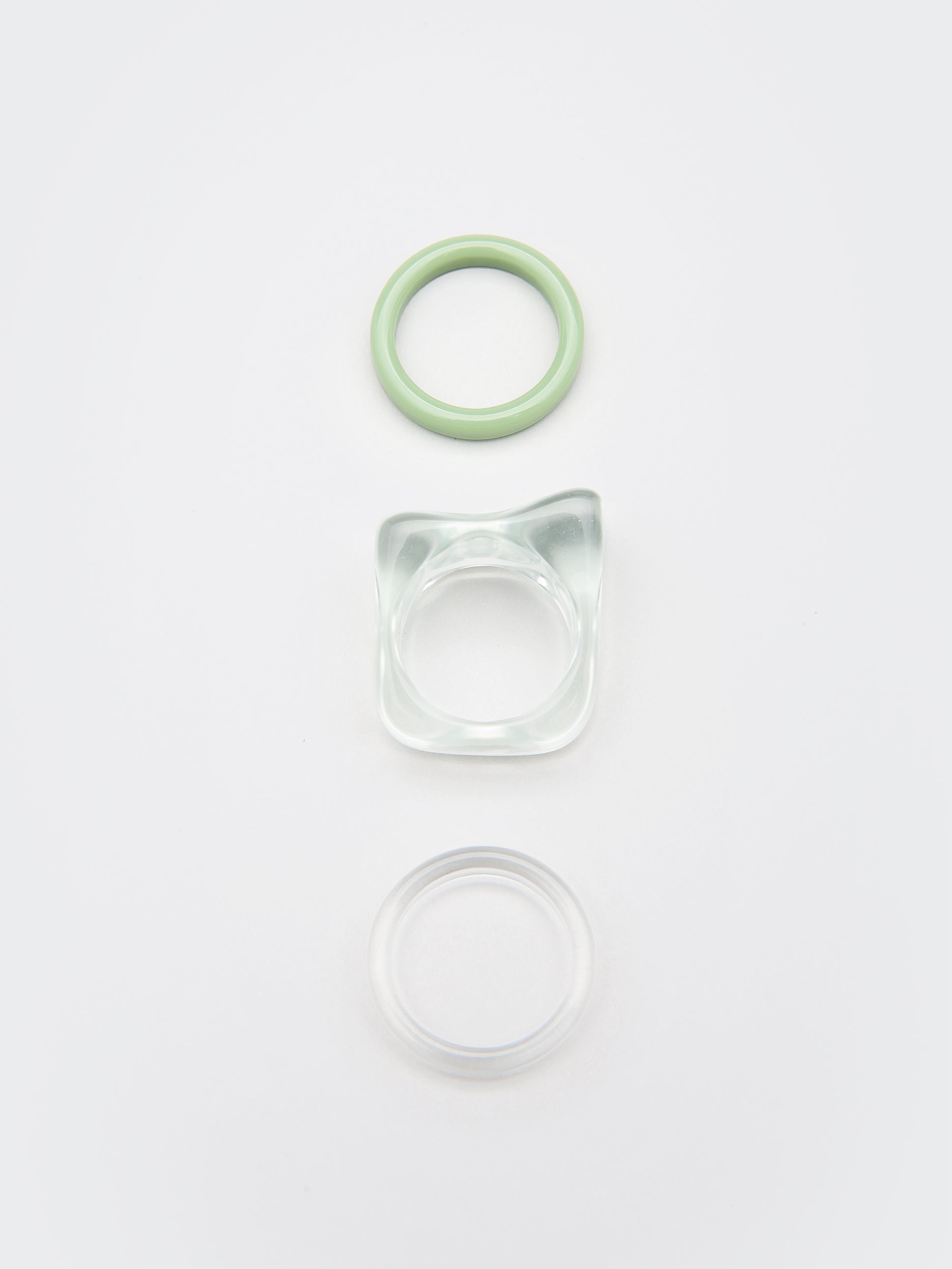 Translucent Green Plastic Rings Set - Minga London