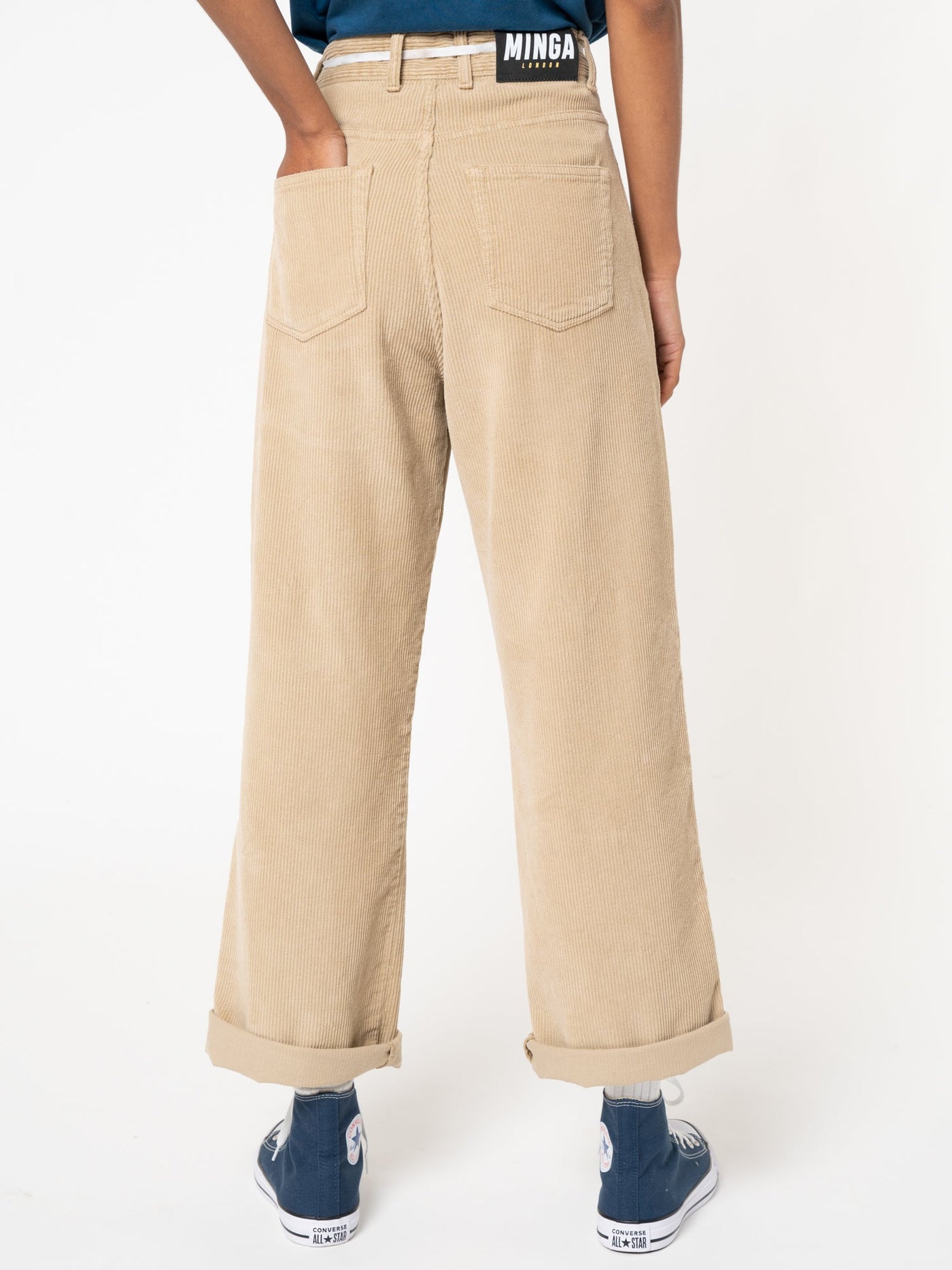 Wheat Beige Corduroy Pleated Trousers - Minga London